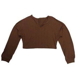 Long sleeve, brown crop top- shein